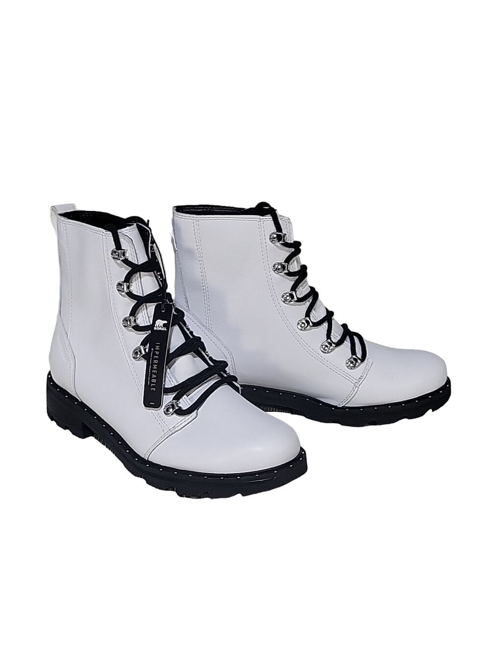 Sorel Lennox Lace Up Waterproof White Leather Boots Womens 10 NWT